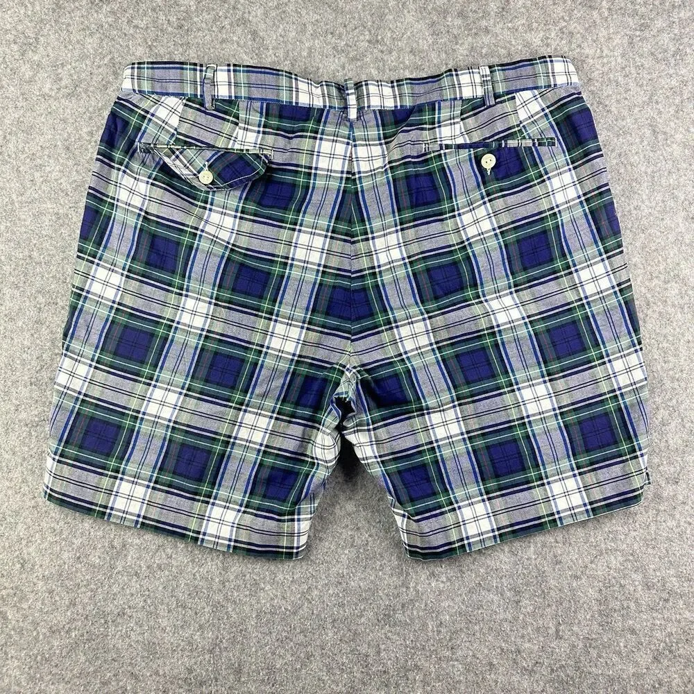 Polo Ralph Lauren Shorts Mens 40 Blue Plaid Preppy Athletic Golf Cotton Chinos*